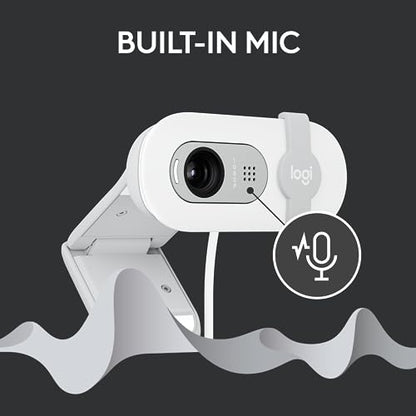 Logitech Brio 100 Full HD 1080p Webcam for Meetings and Streaming, Auto-Light Balance, Built-in Mic, Privacy Shutter, USB-A, for Microsoft Teams, Google Meet, Zoom and More - Off White (Renewed)