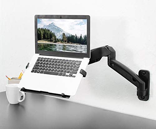 VIVO Height Adjustable Pneumatic Extended Arm Laptop Wall Mount, Full Motion Articulating Notebook Tray, Fits 10 to 15.6 inch Screen, Black, MOUNT-V001GL - color: Black