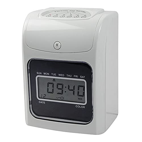 Clock in Machine, English Attendance Machine Electronic Time Clock Paper Card Punch Employees Check in At Work Power Outage Available, LCD Screen-1 - color: Lcd Screen