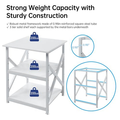 Fannova 3D Printer Stand 23.6"x23.6" with Height Adjustable Storage Shelf - color: White