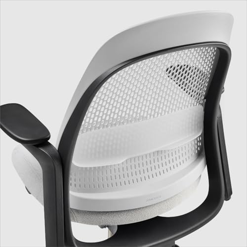 Haworth Breck Ergonomic Office Chair, Home Office Desk Chair, Lunar | Computer Desk Chair with Height-Adjustable Lumbar Support, Black Trim, and 4D-Arms - color: Lunar, style: Black Trim