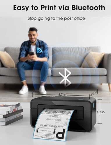 iDPRT Bluetooth Thermal Shipping Label Printer for Phone, 4x6, Supports Windows/Mac/iOS/Android, Ideal for Small Business and Shipping Packages (Renewed)