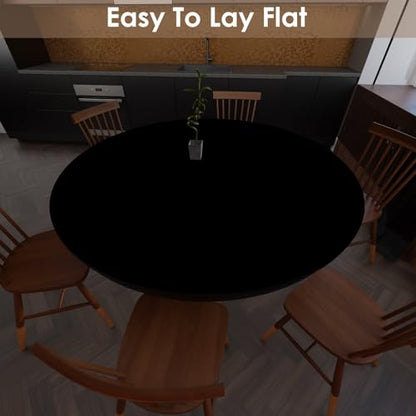 Round Table Mat - 1.8mm Thick,Dia.23 Inch Waterproof & Easy to Clean Protects Table Surfaces Conceals Scratches & Flaws for Coffee Tables & Dining Tables(Black+Black Dia.23Inch) - color: Black+black, size: 23" (Round)