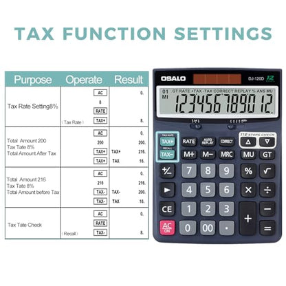 OSALO Large Desktop Calculator 12 Digit Check & Correct Office, Black - size: OS-120D Blue
