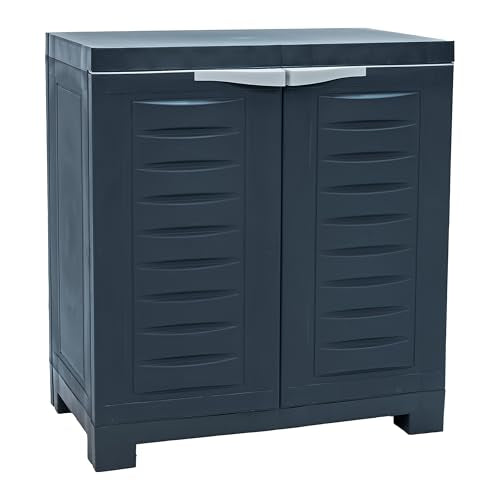Sunnydaze 25.5" Garage Storage Cabinet with Adjustable Shelf, Charcoal - color: Charcoal, style: No Drawer - 25.5" H