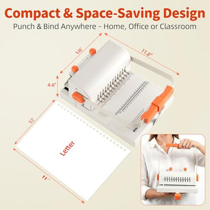 Binding Machine Kit 2:1 Hole Pitch Book Binding Kit with 10PCS 5/8'' Wires and Plier, Manual Paper Punch Binder for DIY Notebooks, Journals, Albums, School Projects, Home/Office Use