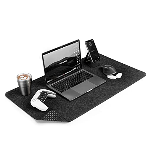 DELTAHUB - Minimalistic Felt Desk Protective Pad, Anti-Fray, Anti-Slip, Easy to Clean, Easy Glide, Long Lasting, Sleek Design, Comfortable, Resistant, Desk Mat, PC, Mac, Laptop - Large (18x32inch) - color: Dark Grey, size: 18" x 32"