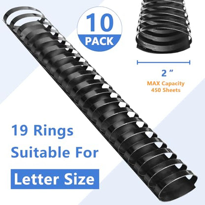 HOUYEE 10 Pack 2 Inch Plastic Binding Combs,19 Rings, 450 Sheets Capacity - size: 2''(51mm),10P