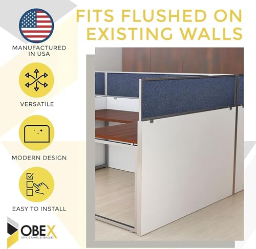 OBEX Acoustical Cubicle Privacy Screen Extender Desk Panel & Office Divider, Add Separation & Block Noise, 24" x 36", Twilight - color: Twilight, size: 24"H X 36"W