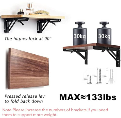 Folding Shelf Brackets - 12 Inch 4 Pcs Heavy Duty Collapsible Shelf Bracket - size: 12 Inch- 4 Packs