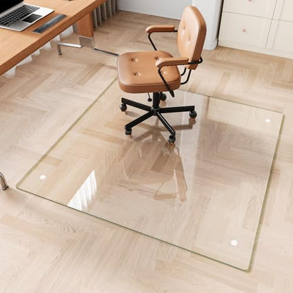 Glass Chair Mat 48" x 48" Tempered Glass Office Chair Mat - color: Transparent, size: 48" x 48"