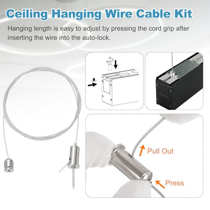 uxcell 4Set Ceiling Hanging Wire Cable Kit, 3.3ft Top Adjust Adjustable Hanging Wire Rope Suspension with Mount Screw Kit for Pendant Chandelier Ceiling LED Panel Light, Chrome - color: Chrome, size: 3.3ft