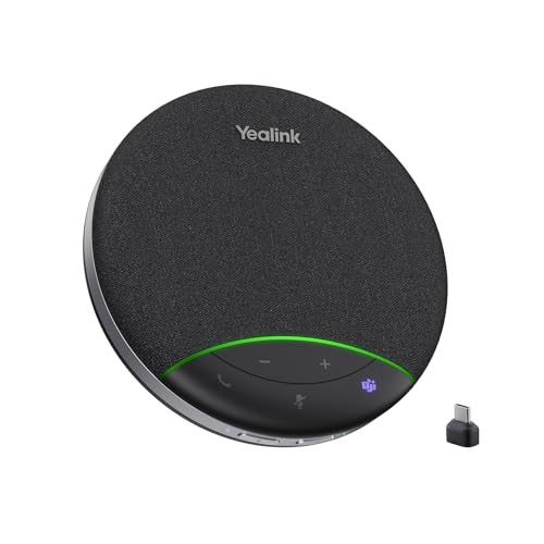 Yealink Sp92 Conference Speaker and Microphone with Bluetooth Dongle, Teams Certified, Noise Reduction, 20H Call Time USB Speakerphone for 4-6 People Meeting Room (Renewed)