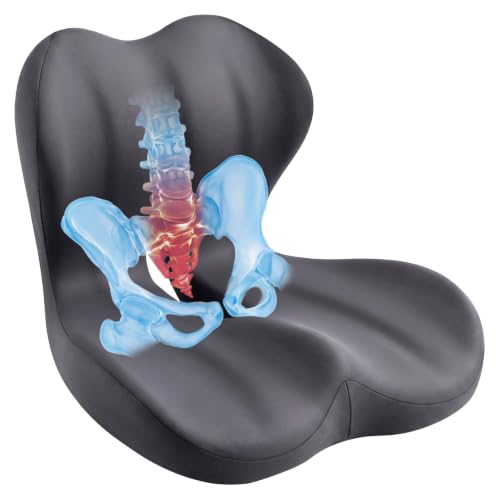 Seat Cushion & Back Support for Tailbone and Lower Back Relief - color: Black
