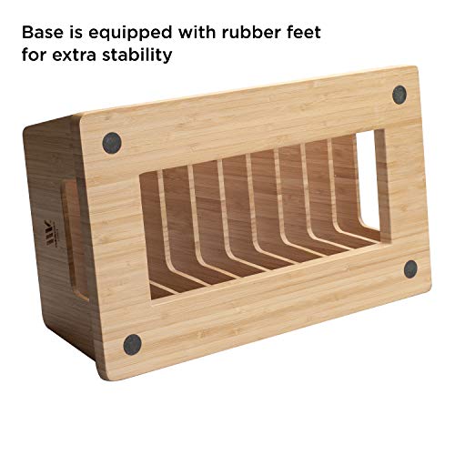MobileVision Bamboo Device Organizer for Smartphones, Tablets and Laptops, 10 Slots - color: 10 - Slot Stand