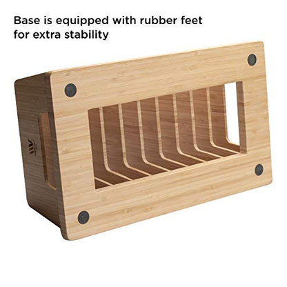 MobileVision Bamboo Device Organizer for Smartphones, Tablets and Laptops, 10 Slots - color: 10 - Slot Stand
