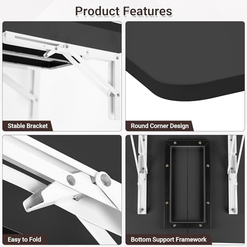 Neoaider Wall Mounted Folding Desk 23.6” x 15.7”, Black - color: Black, size: 23.6" x 15.7"