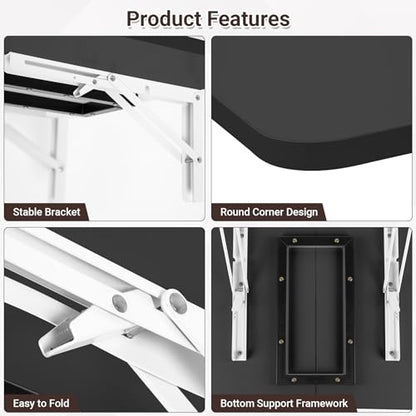 Neoaider Wall Mounted Folding Desk 23.6” x 15.7”, Black - color: Black, size: 23.6" x 15.7"