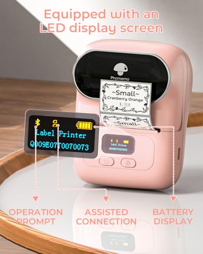 Phomemo M110 Label Maker with 3 Tapes, Bluetooth Portable Thermal Printer - color: Pink