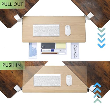ETHU Corner Keyboard Tray Under Desk with Metal Rail, 26.8x11.8", Oak - color: Oak