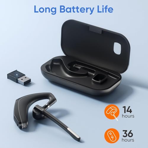 Herloreen Wireless Bluetooth Headset with Built-in Microphone Charging Case - style: Headset + Charge Case + USB Dongle-A6