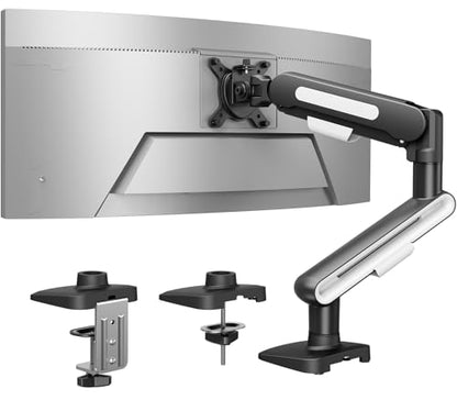 HUANUO Ultrawide Monitor Arm for 13 – 40" Screens, Single Monitor Mount Holds up to 26.4lbs, Adjustable Monitor Stand with C-Clamp & Grommet Base, VESA Mount 75x75mm/100x100mm