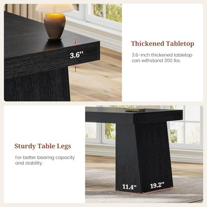 UPOSOJA 55.9" Executive Desk with Storage & Power Outlets, Home Office Desk - color: Black, size: 55.9in Cabinet