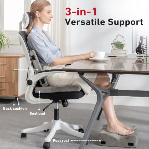 Foot Rest for Under Desk, Ergonomic 3-in-1 Height Adjustable, Non-Slip Base & Washable Cover for Office/Gaming, Gray - color: Grey