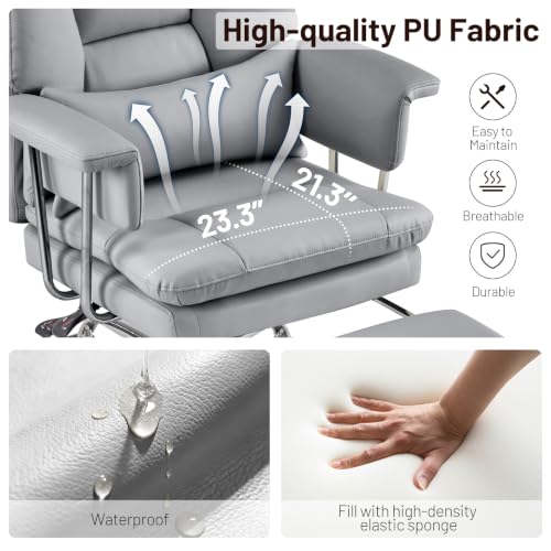 Ergonomic Home Office Desk Chair, Heavy Duty Executive Chair with Footrest - color: Grey