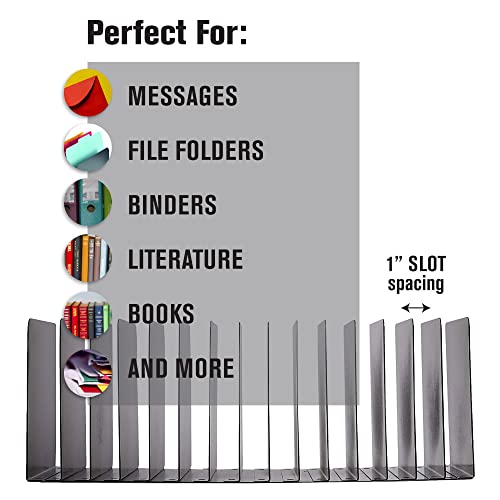 MMF Industries STEELMASTER Desk File Organizer | 15 Compartments | Scratch & Chip-Resistant Finish | Durable Steel Construction | Vertical File Organizer - style: Message Rack