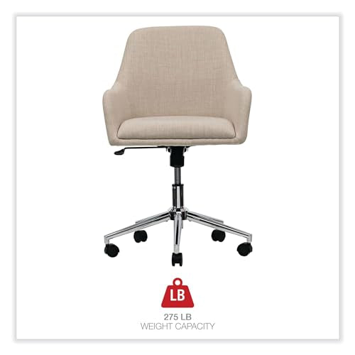 Workspace by Alera Mid-Century Task Chair, Supports Up to 275 lb, 18.9" to 22.24" Seat Height, Cream Seat, Cream Back