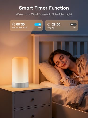 RGBICWW Smart Table Lamp, Touch Bedside Lamp LED Desk Lamp with App Control - color: Gold