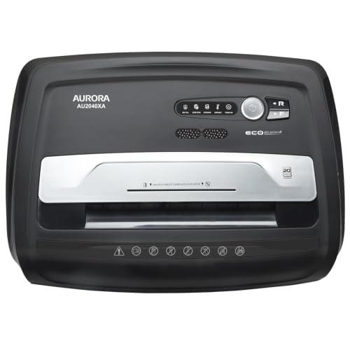 Aurora Anti-Jam 20-Sheet Crosscut CD/Paper and Credit Card Shredder, 7-Gallon pullout Basket, 60 Minutes Continuous Run Time - style: 20-sheet CrossCut/CD/60-min