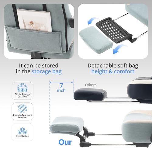 Desk Computer Gaming Chair - Ergonomic Game Office Chair with Extended Footrest and Massage Lumbar Support, Home Gamer Video Game Chairs with Spring Cushion for Adults (Pro Blue Fabric) - color: Pro Blue Fabric