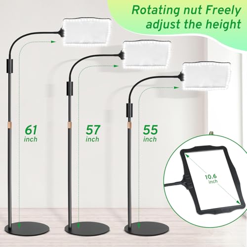 Hands-Free Floor Magnifying Glass with Light and Stand 48-LEDs Lighted Magnifying Lamp with 360° Flexible Gooseneck for Reading Close Work Repair Crafts | Lighted Magnifying Lamp with 360° Flexible Gooseneck for Reading Close Work Repair Crafts