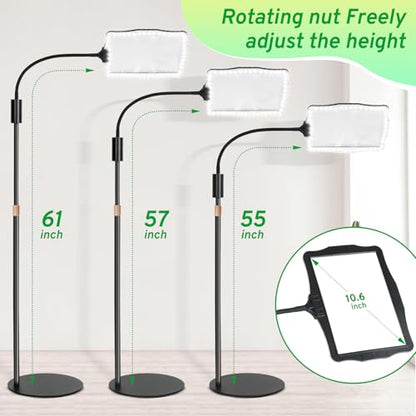 Hands-Free Floor Magnifying Glass with Light and Stand 48-LEDs Lighted Magnifying Lamp with 360° Flexible Gooseneck for Reading Close Work Repair Crafts | Lighted Magnifying Lamp with 360° Flexible Gooseneck for Reading Close Work Repair Crafts