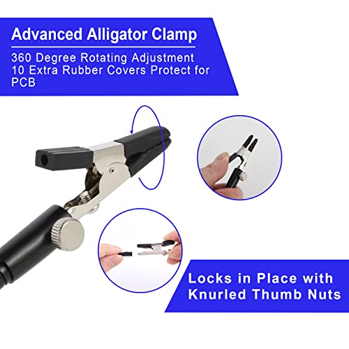 FEITA Helping Hands Soldering Clamp Station, 3X LED Magnifying Glass Lamp with Magnetic PCB Circuit Board Holder, Heavy Duty Base with Flexible Metal Wire Clips Tool