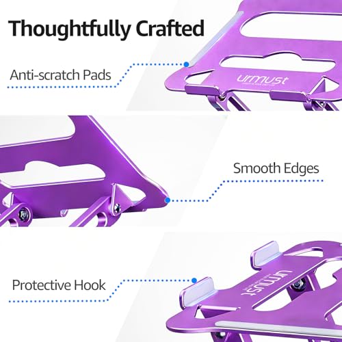 Urmust Adjustable Laptop Stand for Desk, 10-15.6“ Laptop Riser, Purple - color: E-Purple