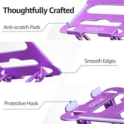 Urmust Adjustable Laptop Stand for Desk, 10-15.6“ Laptop Riser, Purple - color: E-Purple