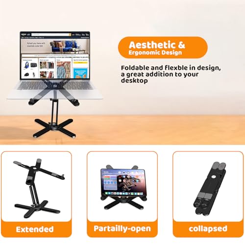 MOALLIA N86 360 Rotating Laptop Stand for Desk with Locking Knobs, Black - color: Black
