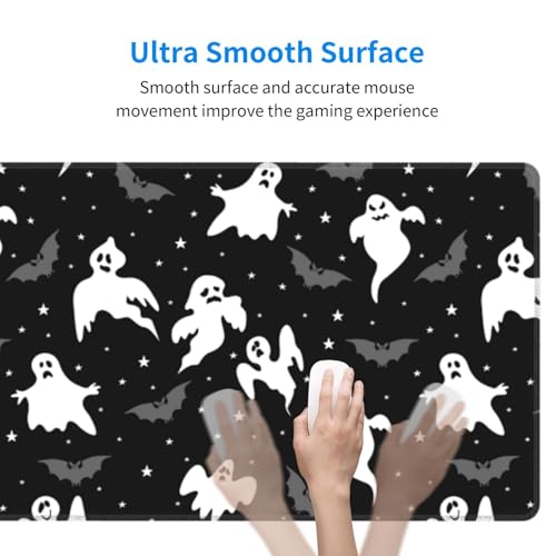 Gothic Ghost Bat Desk Mat, XL Mouse Pad, 31.5 x 11.8 Inch - color: Cute Halloween Ghost Bat Stars