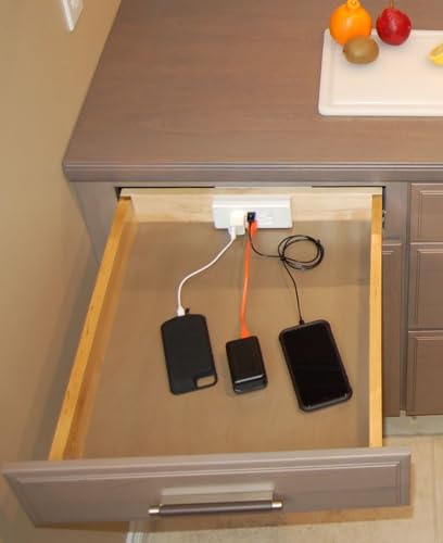 Compact (2) PD30W USB-C (2) 15 Amp in-Drawer Docking Station Outlet Plugs with Retractable Arm, White - size: (2) PD30W USB-C, style: Compact