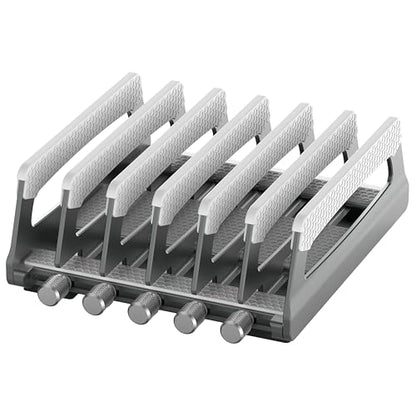 Elestoria 6-Slot Vertical Laptop Stand & Holder –Adjustable Aluminum Laptop Stand Vertical for Desk Fits 6 Devices, MacBook & Gaming Laptops (Up to 17.3”)–Space Saving Laptop Storage Rack - Grey - size: 6 - Slot