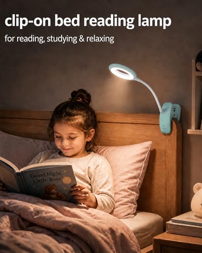 Rechargeable Clip On Reading Light for Bed Headboard, Touch Dimming