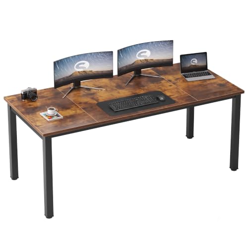 Need 70.8 Inch Executive Office Desk, Large Stylish Computer Desk, Simple Study Writing Desk, Workstation Business Furniture for Home Office, Rustic Brown - color: Rustic Brown, size: 70.8 inches