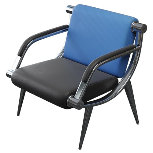 wonline Waiting Room Chair with Armrest PU Leather Office Furniture, Office Guest Seating Lobby Conference Reception Chairs for Airport Clinic Hospital Bank Salon Barber(Blue&Black) - color: Blue & Black, size: 1 Seat