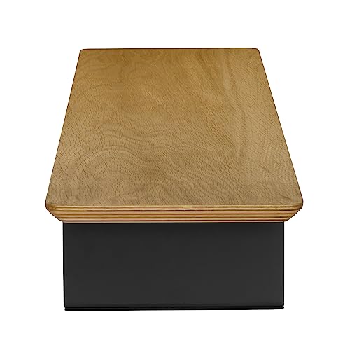 White Oak Wood Desk Shelf for Top of Desk 44 Inch Length Wood Monitor Riser with Middle Shelf - color: Oak