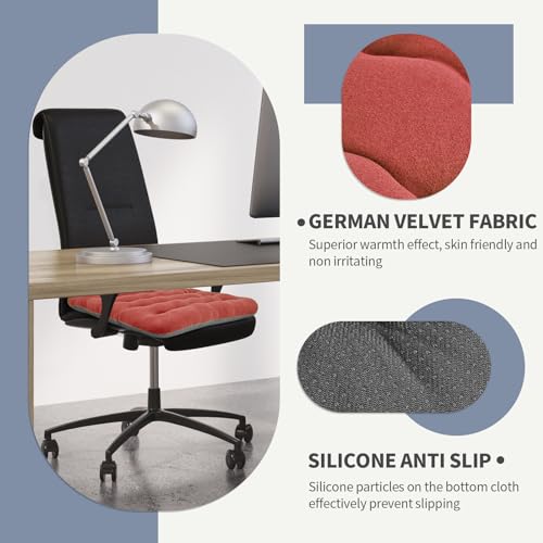 BUYUE Good Support Office Chair Cushion Padded, Soft Velvet Comfortable Non-Slip Seat Cushion for Computer Desk Kitchen Chair (1 Count, Rose) - color: Rose Pink