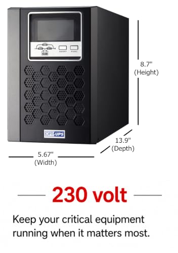 OPTI-UPS DS1000I 900w (European 230V) Online Double Conversion UPS | European 230 Volts, Pure Sine Wave, Battery Backup, Surge Protection - size: Online-1000va