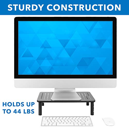 Mount-It! Height Adjustable Single Monitor Riser | Metal Mesh Computer Screen Platform | Desktop Riser for Laptop, Monitor, and Printer | 44lbs Capacity (Black) - size: Set of 1